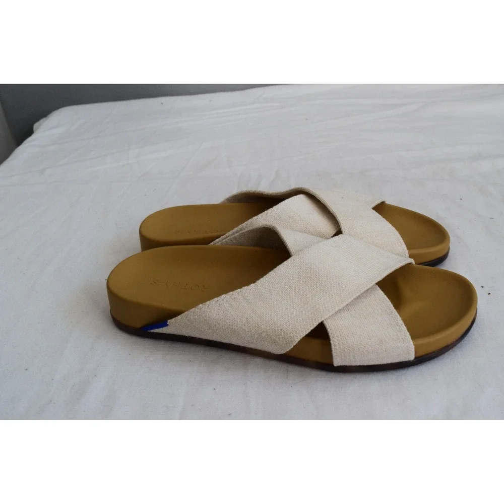 Rothy's The Weekend Slide 8.5 Oatmeal Crisscross Sandal Womens Sustainable